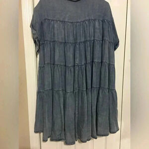 Denim dress tiered b1